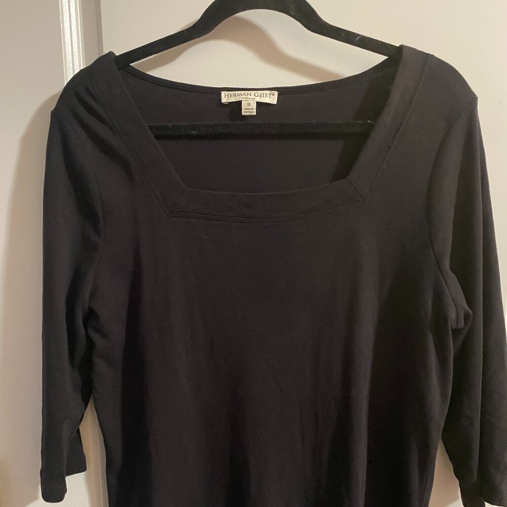 Herman Geist 100% Pima Cotton 3/4 Sleeve Square Neck Shirt